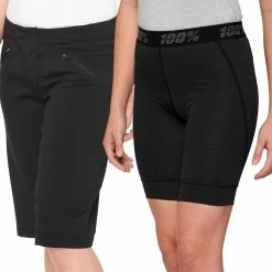 100% Pantaloncini Da Donna Ridecamp Con Fodera - Nero
