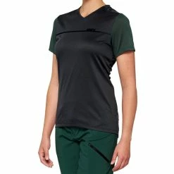 100% Maglia A Manica Corta Ridecamp Donna - Antracite/verde Bosco